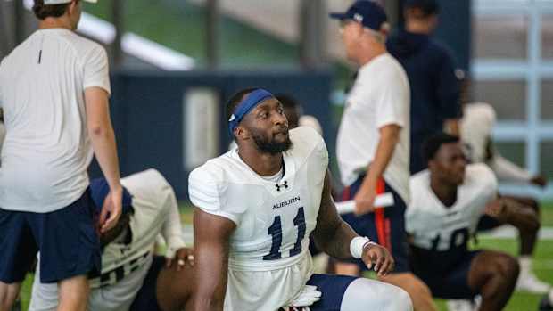 Elijah McAllister at Auburn football practice - Eric Starling/Auburn Daily